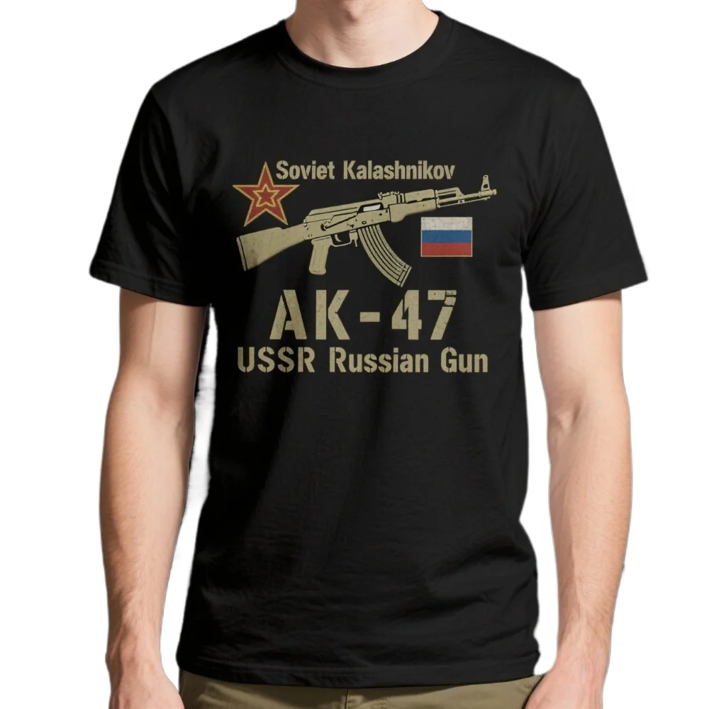 

Soviet Kalashnikov AK-47 USSR Russian Gun Men T-Shirt Short Sleeve Casual 100% Cotton O-Neck Summer T Shirt
