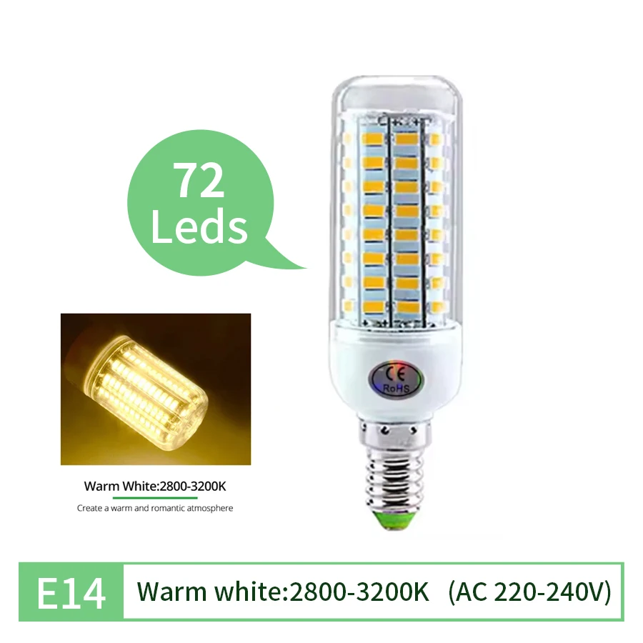 E27 LED Lamp E14 LED Maïs Lamp SMD5730 220 V Maïs Gloeilampen 72 96 LEDs Lamparas LED Kroonluchter Voor home Decor Ampul Led Licht