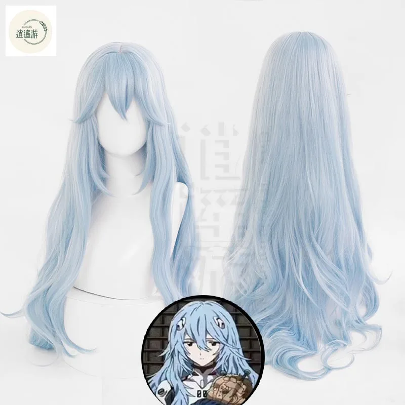 Anime EVA Ayanami Rei Cosplay Wig 100CM Light Blue Long Heat-resistant Synthetic Hair Halloween Party Anime Cosplay Wigs+wig Cap