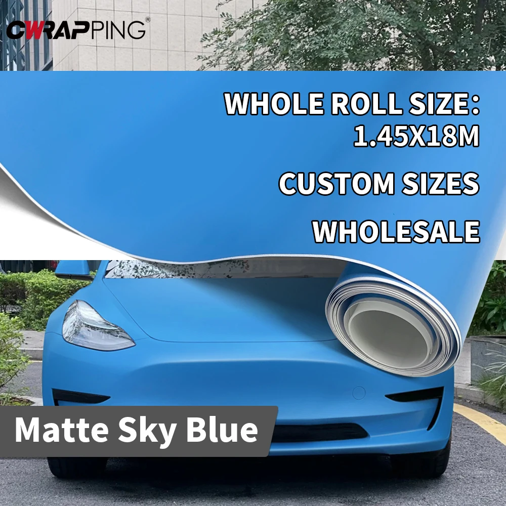 

Matte Sticker 145x200cm Car Film Covering Waterproof Car Roof Hood Bubble-free Sky Blue Motorcycle Vinyls Vinyl Car Accessories