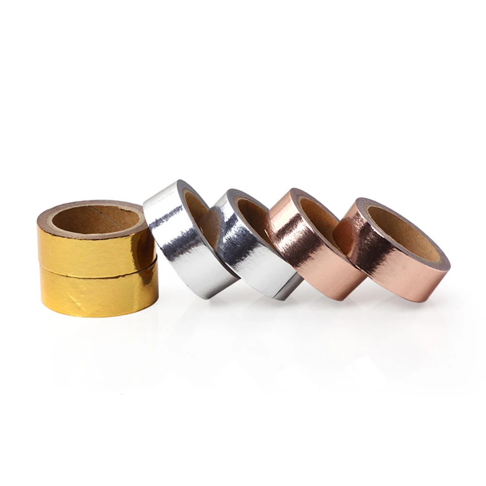 

5 Pcs Gold Foil Tape for Paper Crafts Decoration Stickers Adhesive Masking Tapes Set Scrapbook Album Gift Wrapping