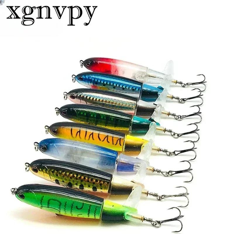 Xgnvpy Luya Bait Propeller Surface Tractor Pencil Plastic Hard Imitation Bait Fishing Gear Products Reservoir Pond