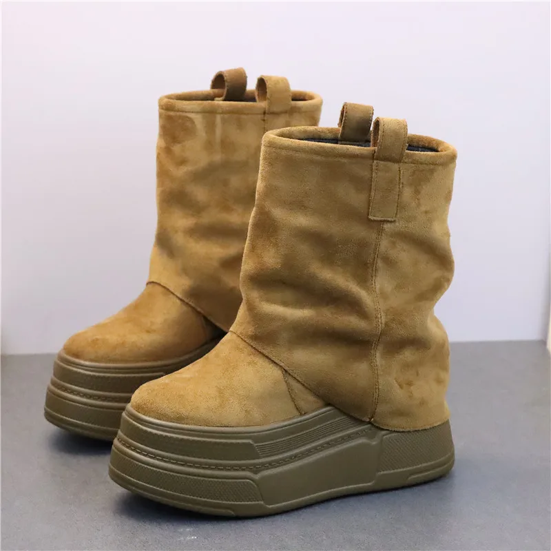 

Women's Ankle Boots with 12cm Hidden Heel Fall New Arrival Slip-On Short Booties Fashionable Leggings Compatible