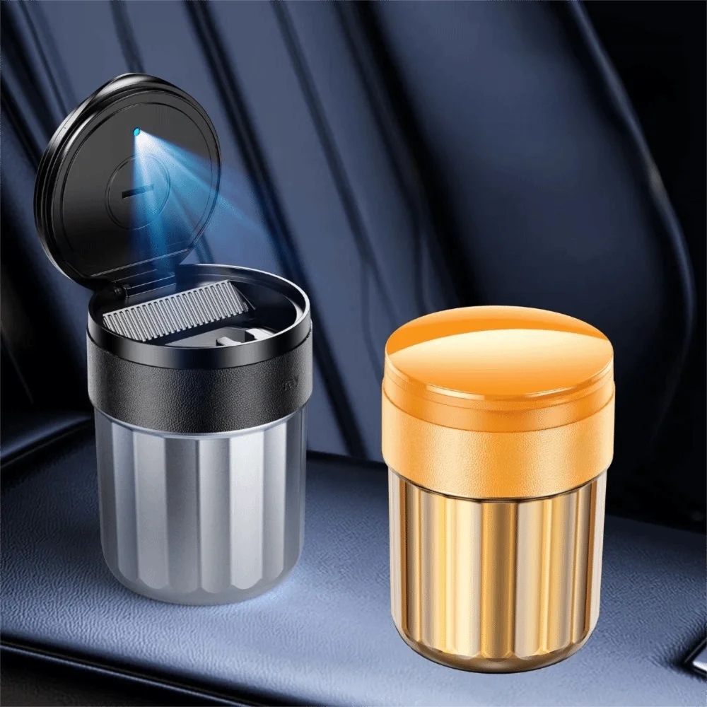 Heat Resistant Metal Liner Car Debris Storage Cup Sealed Lid Design Compact Lightweight Portable Car Cup Anti Powder Spill