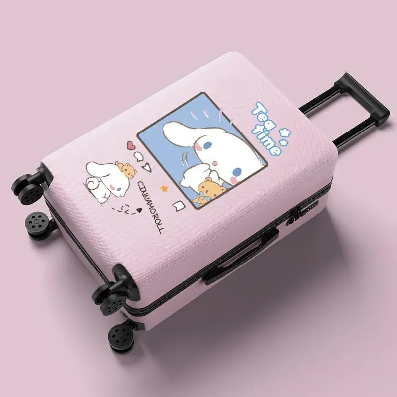 Sanrio Anime 20 Inch Suitcase Kawaii Cinnamoroll Durable Pull Rod Case Girl Heart Cute Cartoon Character Code Case Children Gift