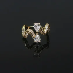 Wholesale Fashion Women Jewelry Micro Paved 5A Cubic Zirconia CZ Tear Drop Open Adjusted Ring
