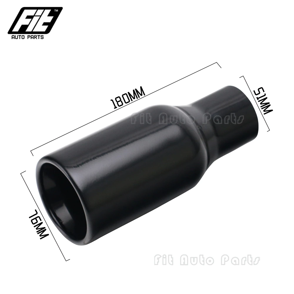 

Modified Car Muffler Exhaust Tip Stainless Steel Black Tail Throat 51MM inlet 76mm outlet
