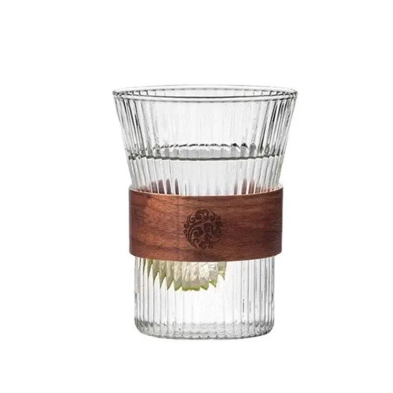 

350ML Japanese Style Glass Coffee Mug Walnut Cup Sleeve Glass Cup Glasses Coffeeware Tea Mugs Beer Mug