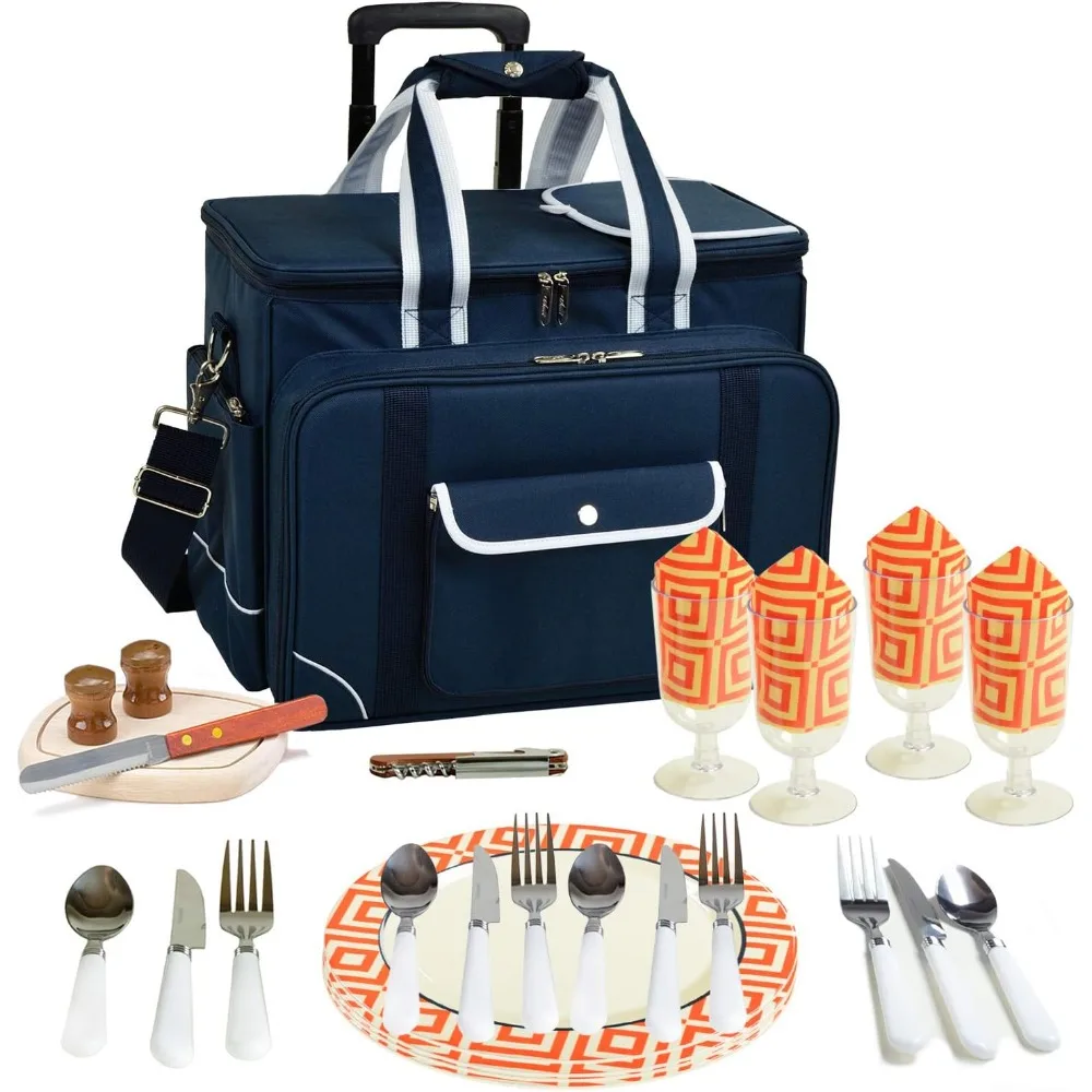 

Набор изолированных охладителей для пикника на колесиках на 4 человек, разработанный и собранный в США.