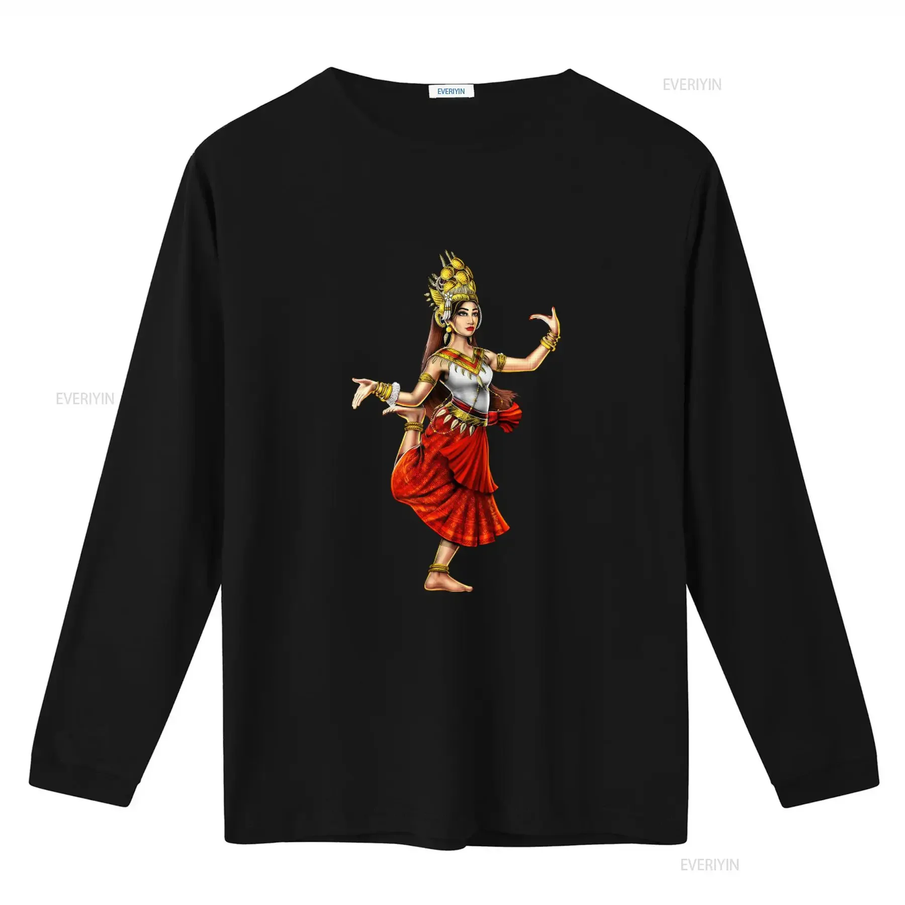 Traditional Cambodian Apsara Dancer Khmer Dance T Shirt with Cultural Design vintage Washed designer clothes Breathable