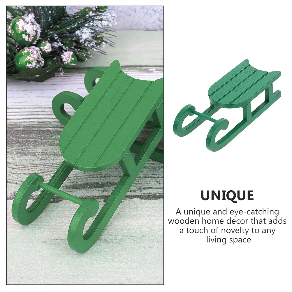 

1pcs Wooden Sleigh Decor Mini Desktop Christmas Sleigh Decor Ornament Red Small Christmas Xmas Festival Tabletop Display Holiday