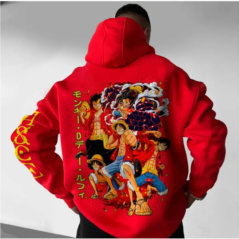 

ONE PIECE Anime Hand-painted Printed Hoodie 2025 Autumn and Winter Unisex Street Wear Casual Loose Jumper Ins Versatile Top