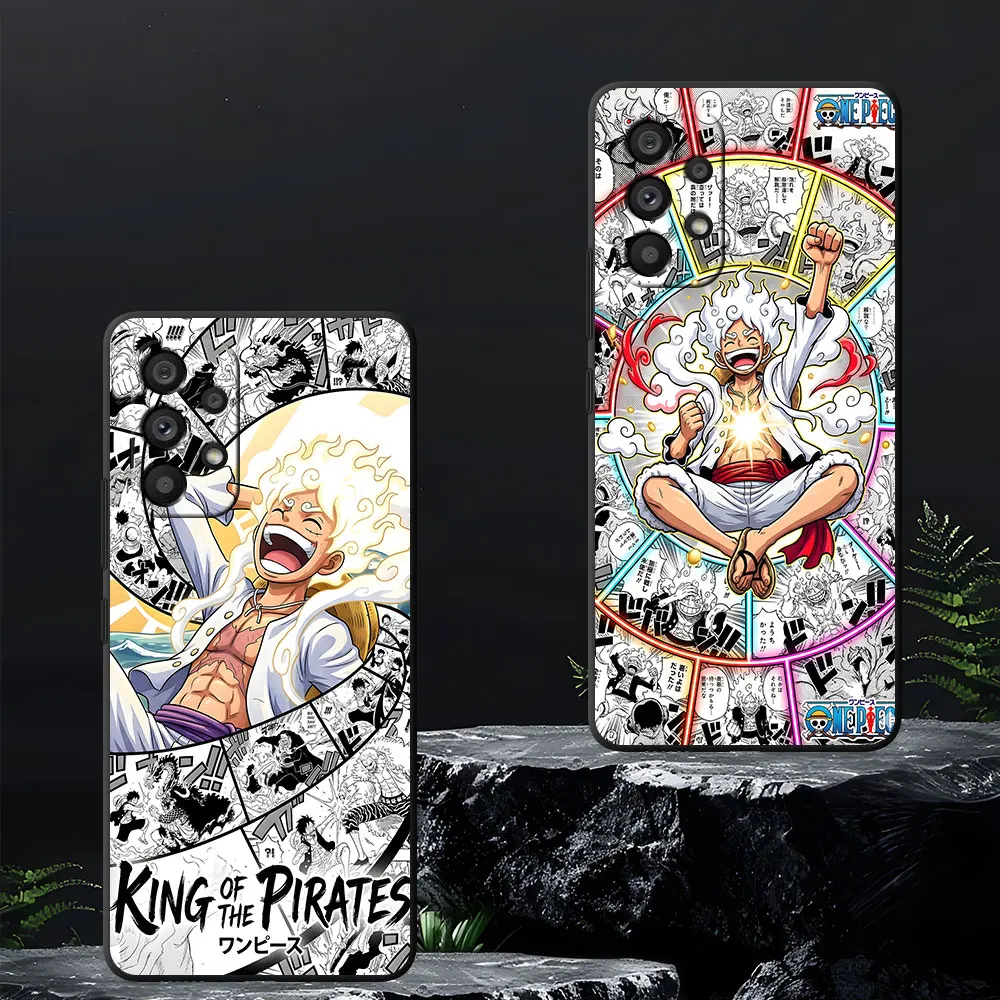 Nika Luffy Gear 5 Black Phone Case for Samsung Galaxy A16 A54 A34 A12 A14 A33 A15 A21s A53 A55 A35 A51 A11 A17 A22 A31 TPU Cover