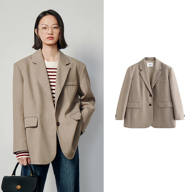 Toyouth 2023 Women Blazer Jacker Spring Nuovo Overlo Giordino Overlo Slitto Office Solido Office Fashion Abito casual