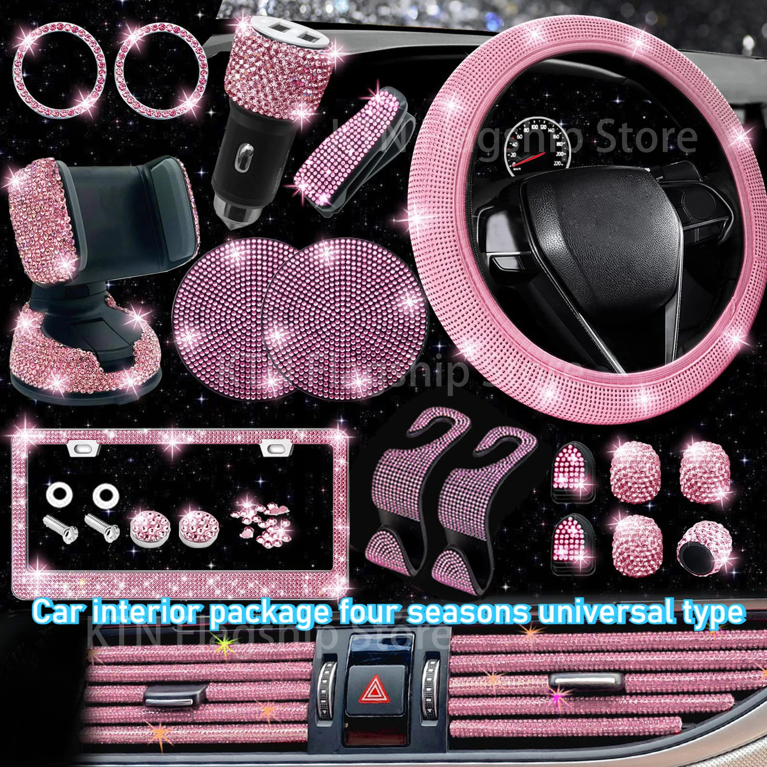 Car Interior Kit for Diamond Car Interior Gift Box 4 Seasons GM Storage Romatherapy Phone holders, hooks, car trim