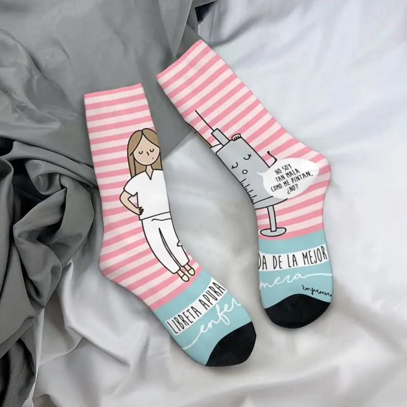 Enfermera En Apuros Doctor Nurse Medicine Mens Crew Socks Unisex Cute 3D Printing Dress Socks