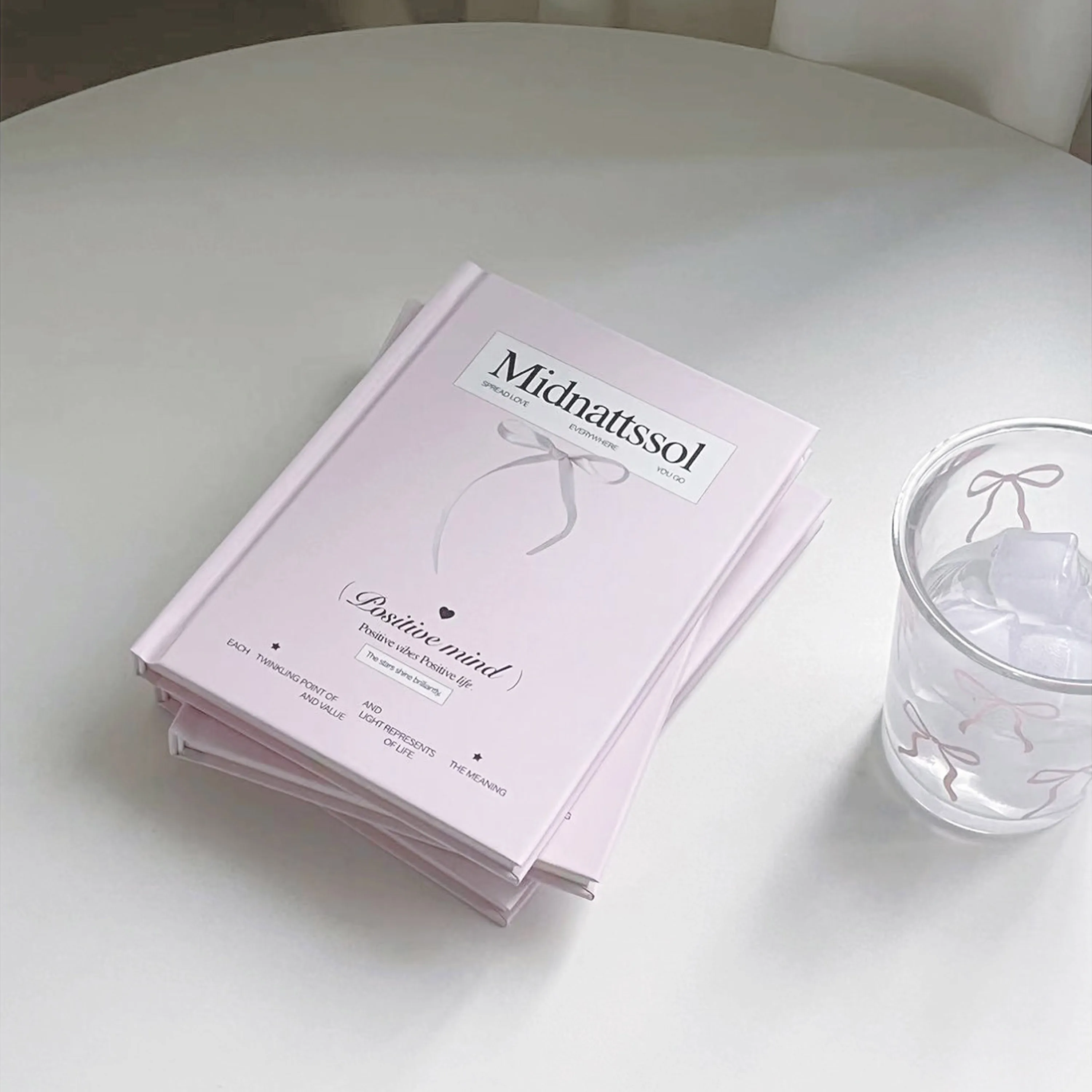 Pink Bow B6 Hardcover Notebook - Aesthetic Korean Ins Journal with Colorful Pages, Cute Diary for Girls Korean 포카 바인더