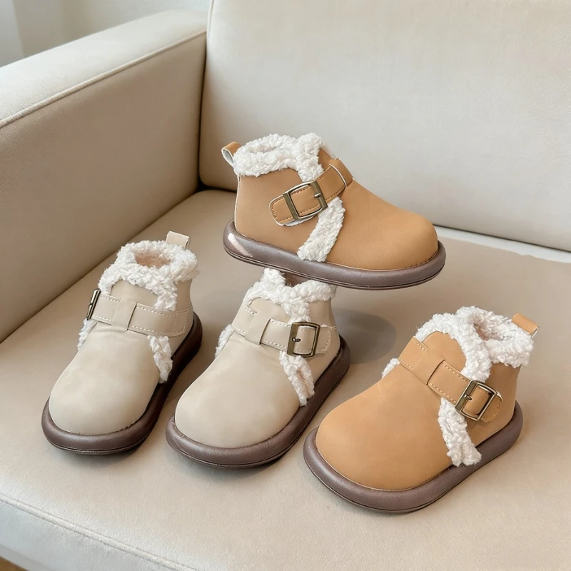 

Зимние модные ботинки для малышей, нескользящие, теплые, для мальчиков и девочек, уличные хлопковые ботинки, детские повседневные сапоги с мягкой подошвой, детские снегоступы