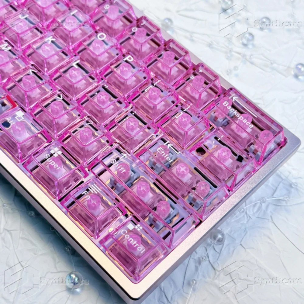 

Snow Mountain Pink Gradient Keycap Cherry Small Full Set 150 Key Transparent PC+PBT Compatible MX Wooting Mechanical Keyboard