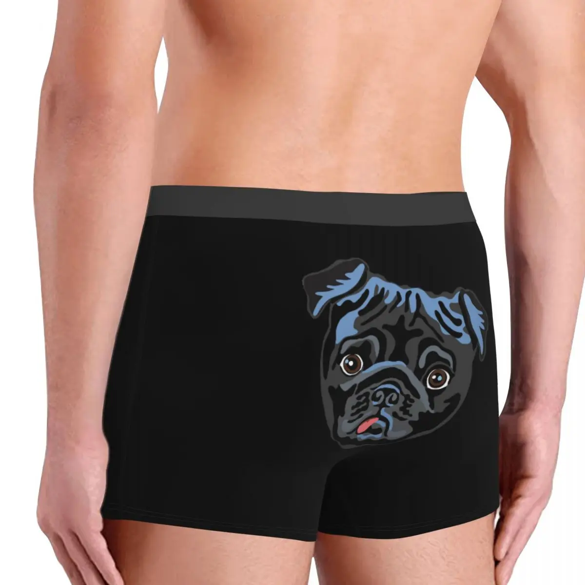 Boxer Underpants Shorts Black Pug Panties Male Breathable Underwear for Homme Man Boyfriend Gift