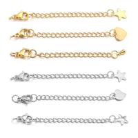 5pcs/lot Stainless Steel Extension Extended Tail Chains Lobster Clasps Connectors DIY Jewelry Making Findings Bracelet Necklaces