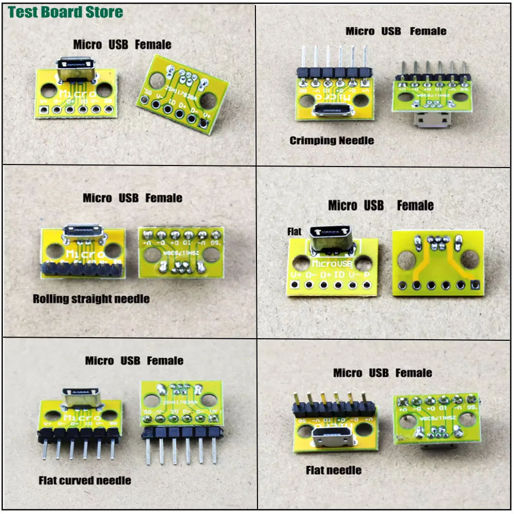 

1pc Vertical USB MicroUSB Micro USB Female Male Head Connector PCB Converter Adapter Breakout Test Board 180 Degree Vertical