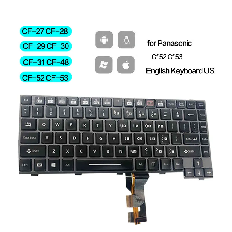 Imagem -01 - Original para Panasonic Cf27 Cf-28 Cf-29 Cf30 Cf-31 Cf48 Cf52 Cf-53 53 52 31 30 cf cf cf cf Teclado Inglês dos Eua