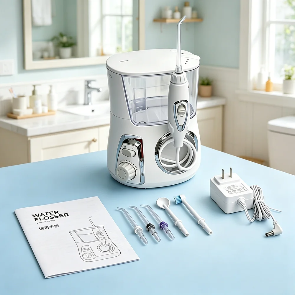 

Luxury Countertop Oral Irrigator Electric Water Flosser 5 Tips 10 Modes 800ML Tank Home Oral Care Spa Against Bad Breath