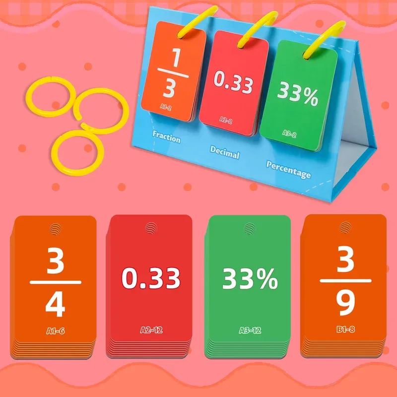

69 Percentage Decimal Fraction Conversion Cards - Math Educational Toy for Early Learning Parent Child Interactive Cognition