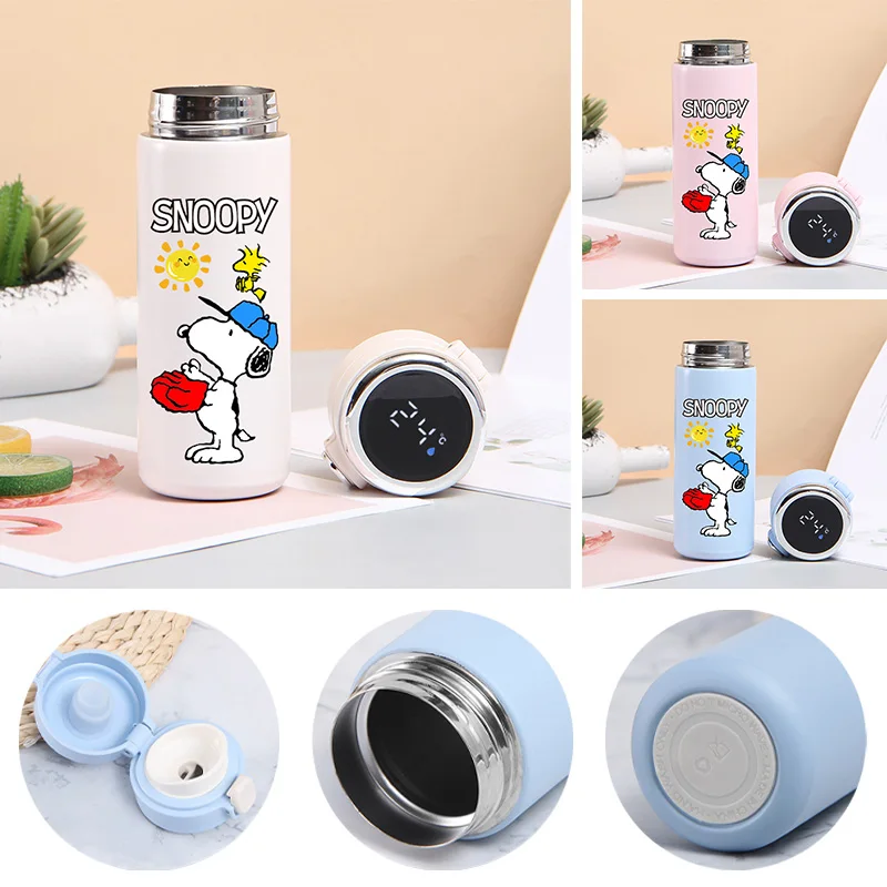 

420ML Snoopy Temperature Display Thermos Cup Stainless Steel Anime Thermos Bottle Outdoor Vacuum Insulated Cup Birthday Gift