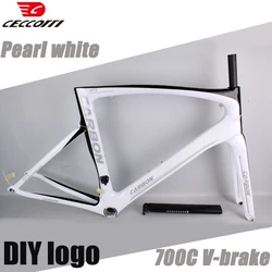 T1000 Full Carbon Road Bike Frame with V-Brake BB68 thread BB Bicycle Frameset  DIY Color 700C X 28C Framework