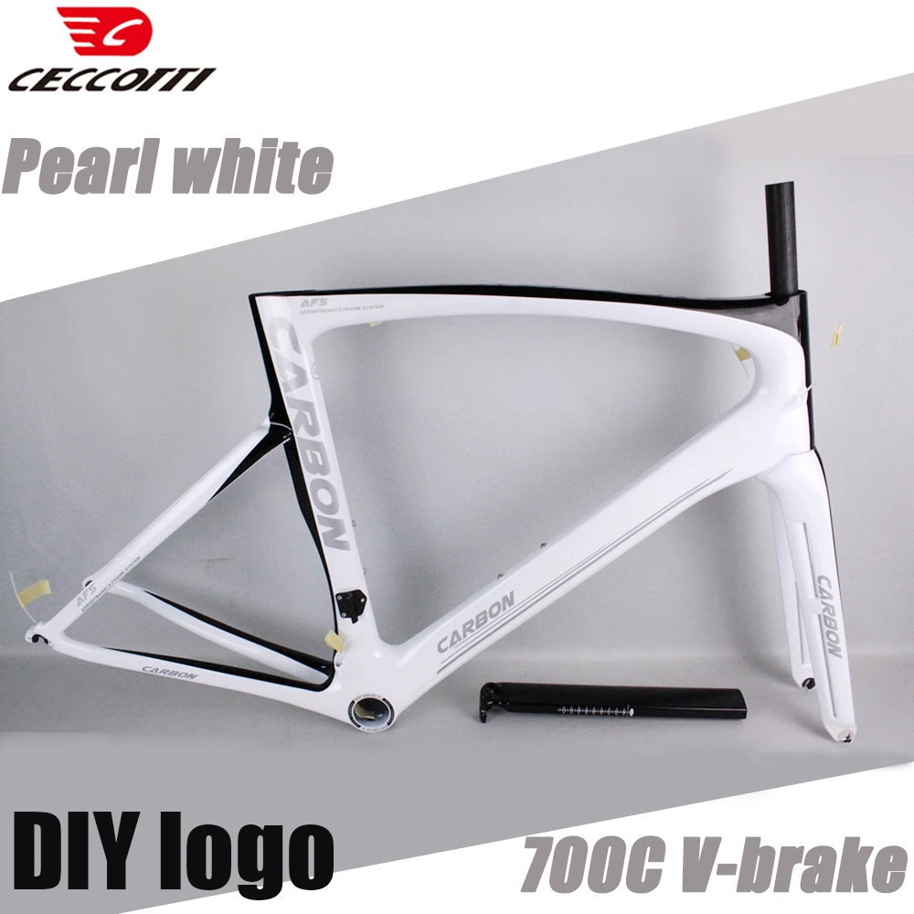 T1000 Full Carbon Road Bike Frame with V-Brake BB68 thread BB Bicycle Frameset  DIY Color 700C X 28C Framework