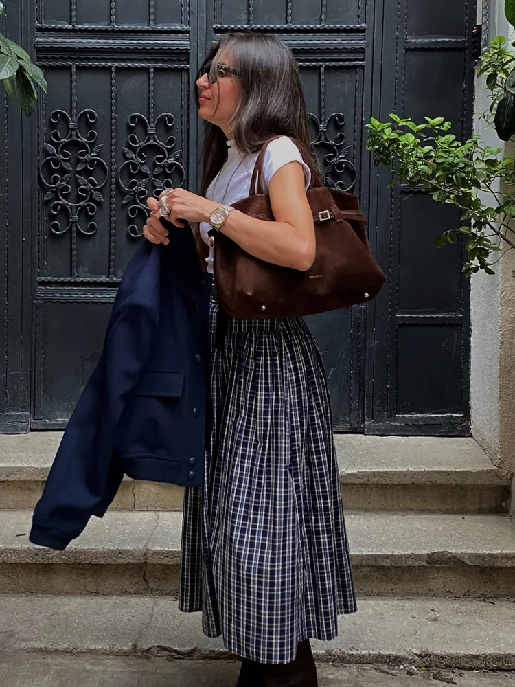 HH Gonna lunga da donna con decorazione a pieghe asimmetrica in vita elastica alla moda Gonna stile street casual a vita alta da donna solida