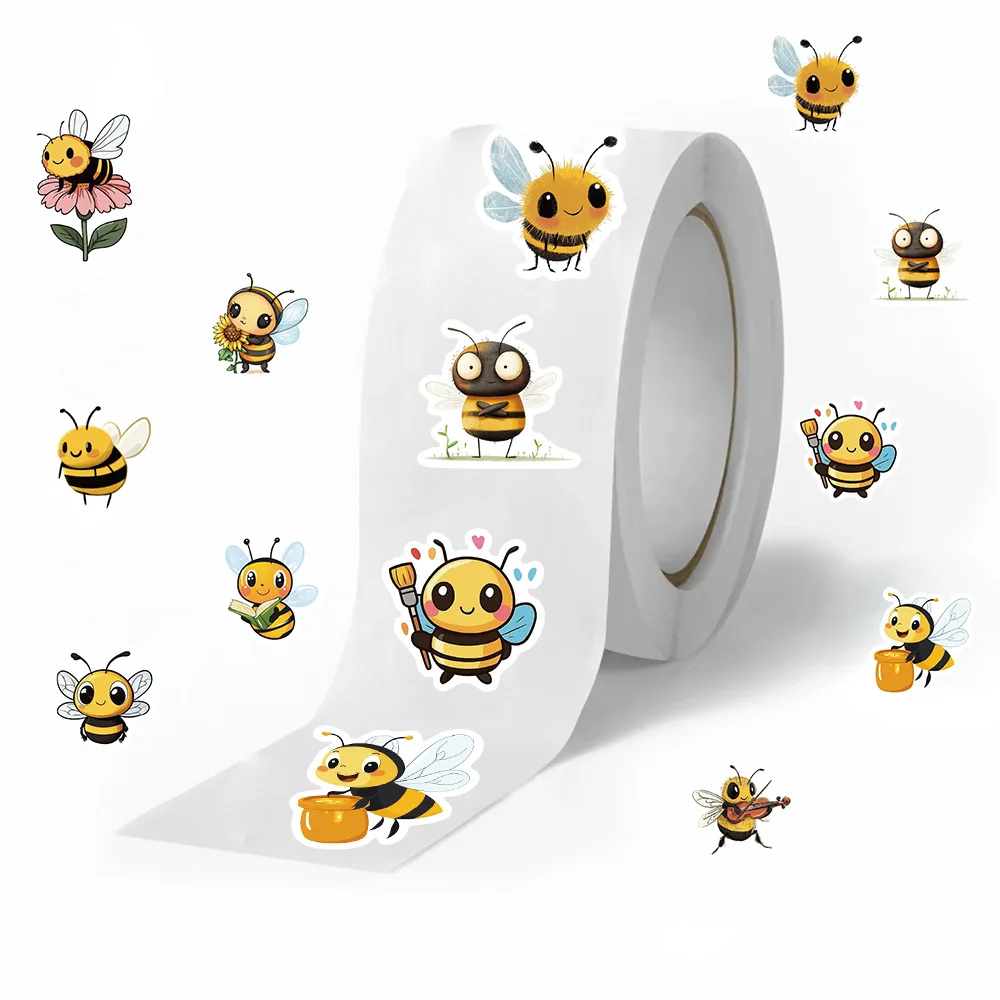 500/1000PCS Adhesive Cute Cartoon Bee Animal Gift Sealing DIY Decor Envelope Waterproof Stationery Notebook Children Stickers
