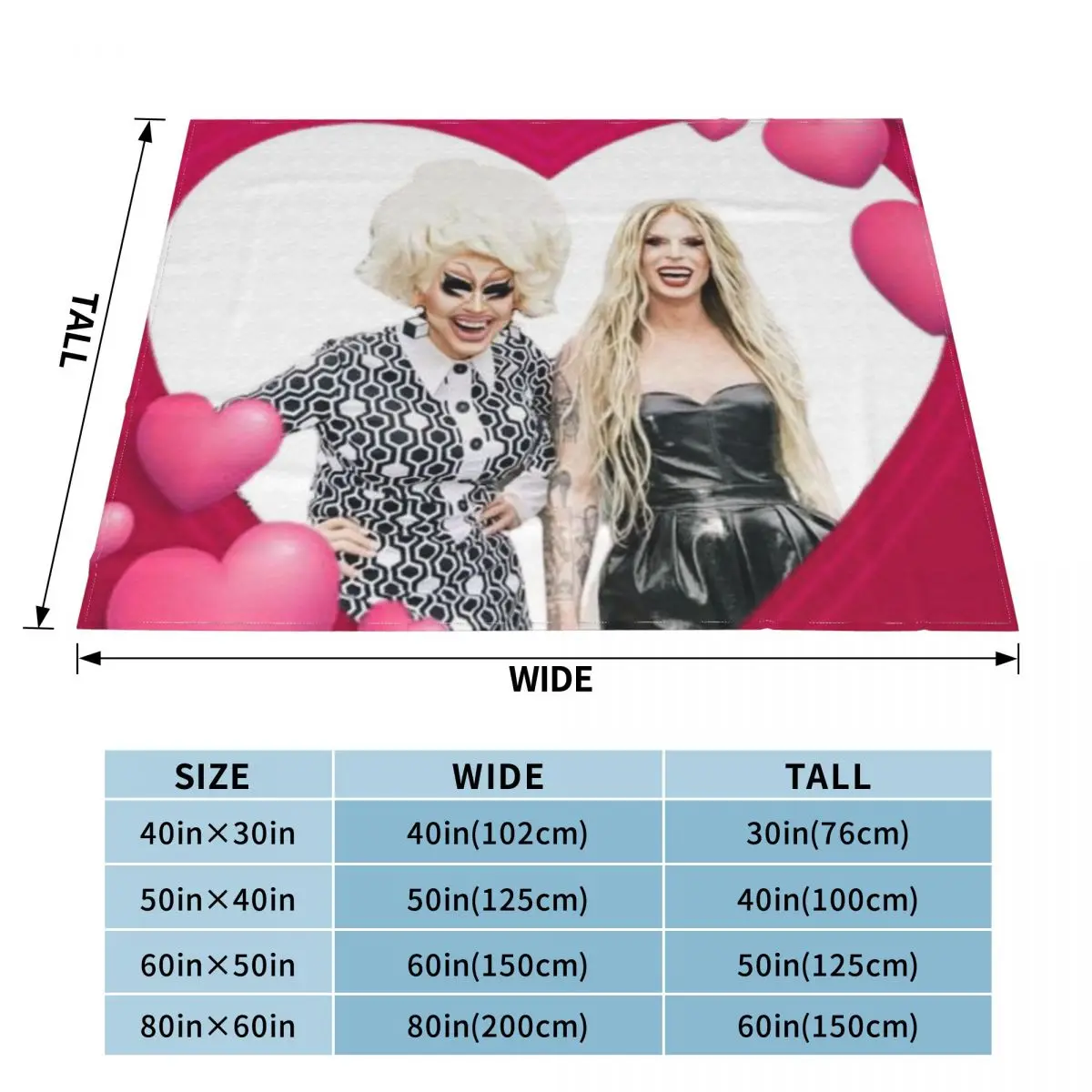 trixie and katya heart Throw Blanket Designer Blankets cosplay anime Travel Blanket