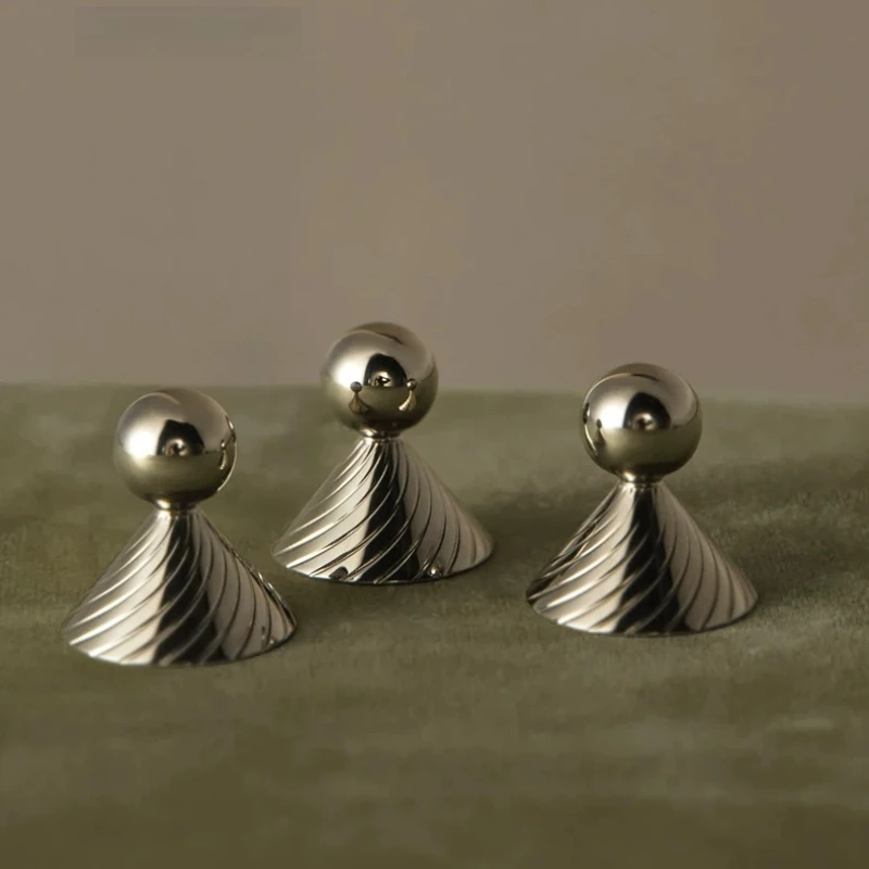 Solid Brass Bedroom Drawer Knobs High-end Silver Cabinet Knobs Kitchen Cupboard Handle Unique Design Umbrella Shaped Small Knob