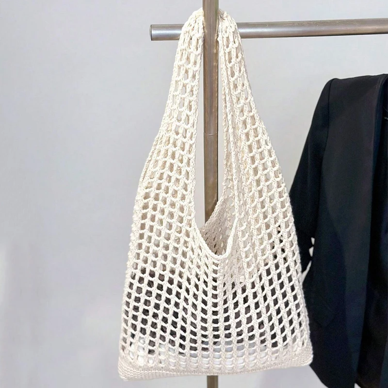 Mode Häkel taschen für Frauen Sommer Strand Einkaufstasche ästhetische Tragetaschen Handtasche böhmisch gewebte Strick Umhängetasche – Detail 13