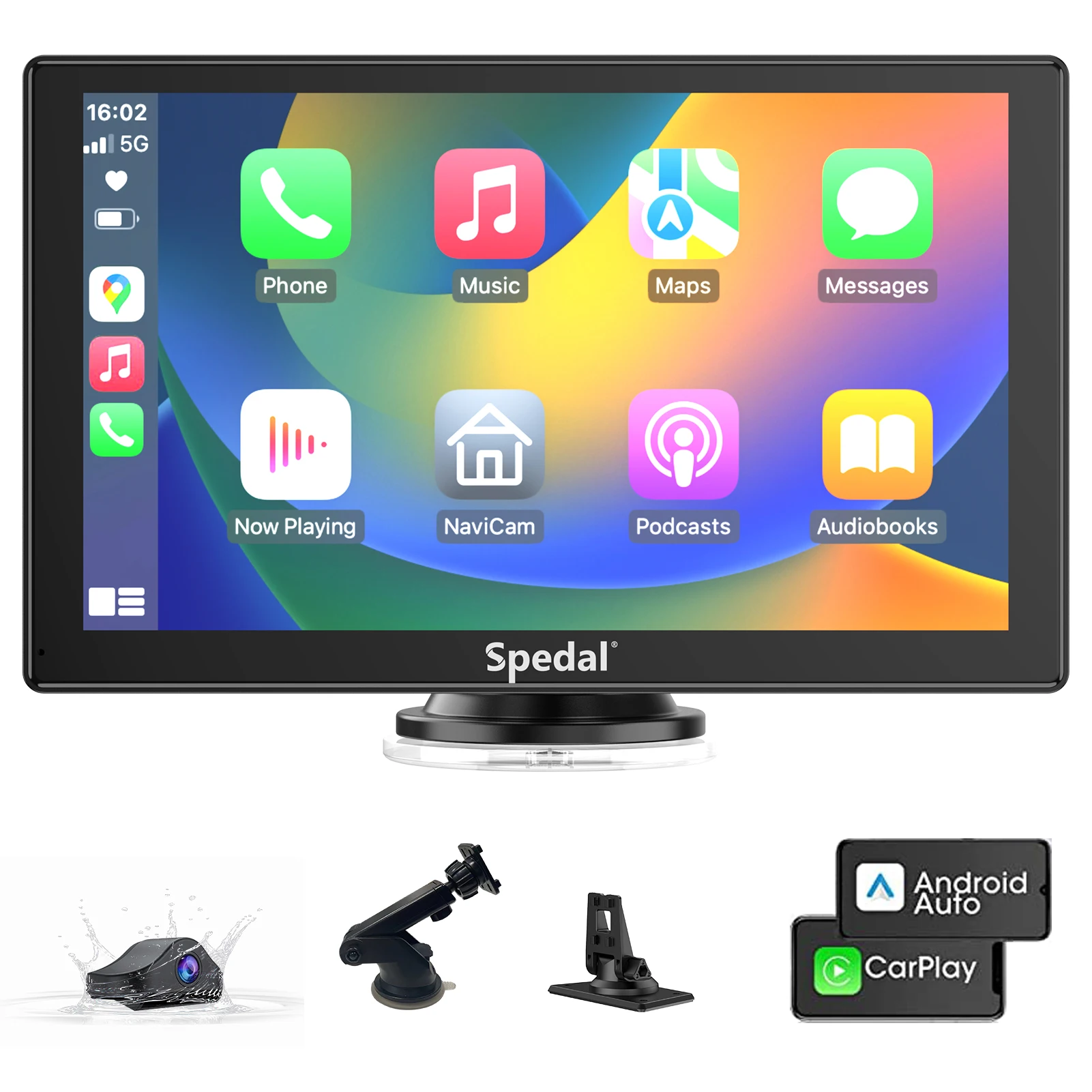 

Wireless Carplay & Android Auto, 9 Inch Portable Car Play Screen with 1080P Backup Camera, Navigation with Mirror Link