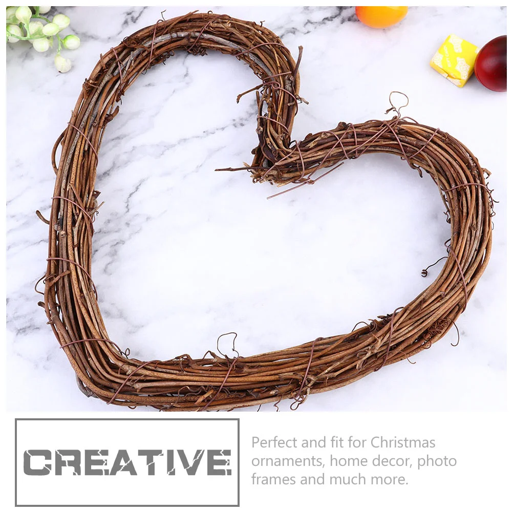 3 Pcs Heart Shaped Wreath Set Rattan Wreath Base Diy Material Christmas nament Home Decor Garland Festive Party Decoration Craft