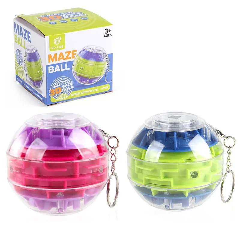 NEW Rotating 3D Maze Cube Ball Labyrinth Puzzle Brain Teaser For Adults & Kids Logical Thinking IQ Mind Challenge Gifts