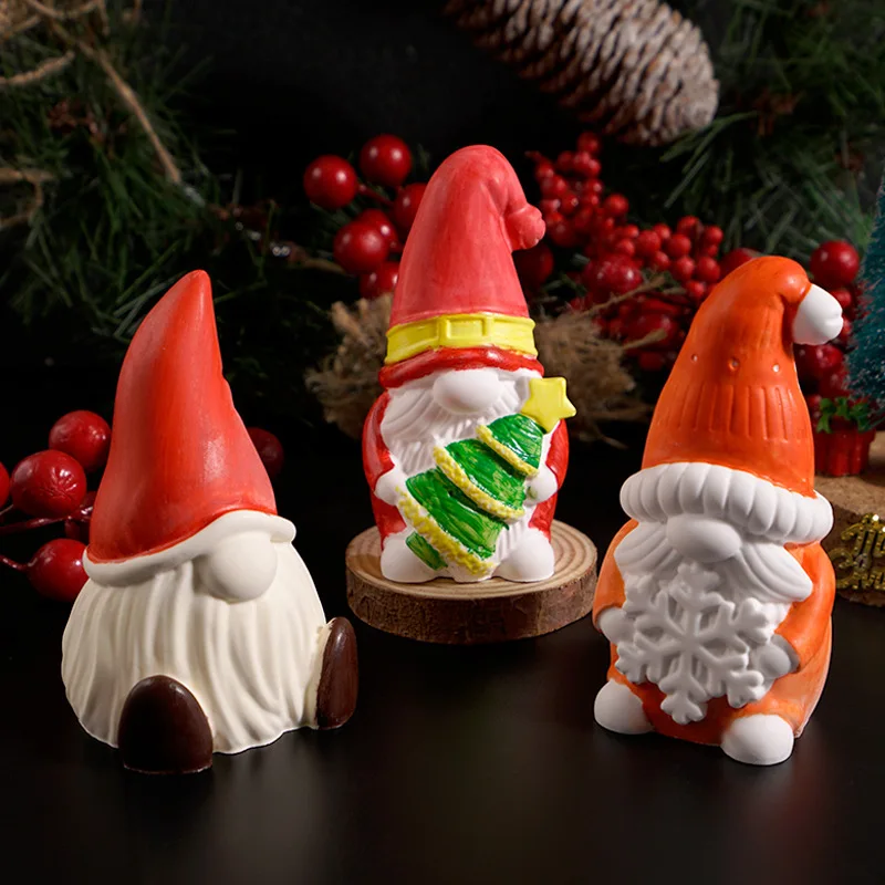 Snowflake Mold Silicone Santa Hat Mold Faceless Santa Claus Mold Mirror-Finish For Holiday Baking Diy Projects Home Crafts