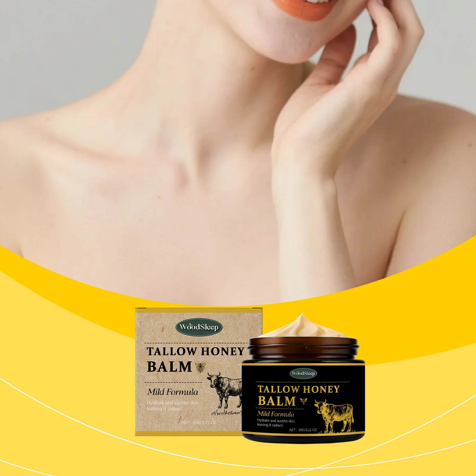 

Non-Greasy Tallow Honey Moisturizing Cream, Aids Deep Nourishment Relieve Dry Discomfort Lock Moisture & Soften Skin Texture