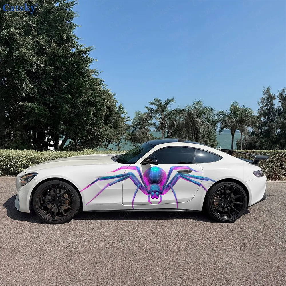 2pcs Galaxy Spider Car Side Wraps, Self-Adhesive PVC Waterproof & Scratch-Resistant Stickers, Car Accessory Gift