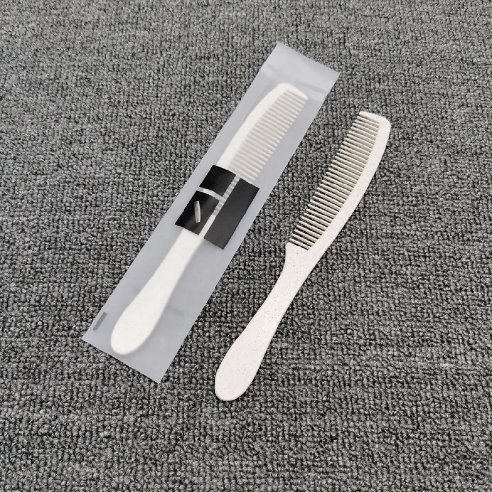 5 Pack Disposable Wheat Straw Hotel Combs, Individually Wrapped Portable Long Handle Fine Tooth Hair Combs, Biodegradable Disposable Hair Grooming Combs for Hotel, Airbnb, Travel, Spa & Guest Amenities