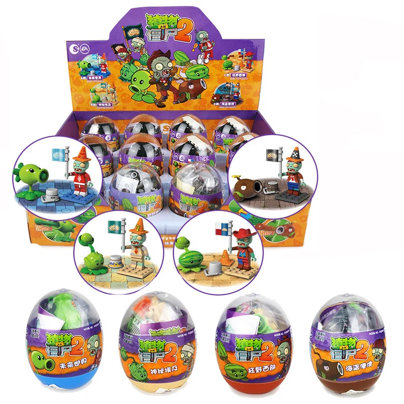 Plants Vs. Zombies Building Blocks Toy Capsules Assembled Bricks Puzzle Peashooter Anime Figure Dolls Model Gift For Children