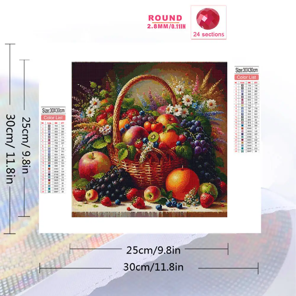 Evershine Diamond Embroidery Apple Fruit DIY Painting Grape Suitable For Beginners Diamond Mosaic Decor For Home