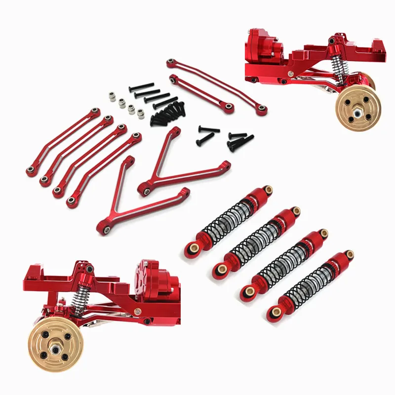 

RC Car Parts Metal Upgrade Full Car Rod Hydraulic Shock Absorber Set Fit For FMS 1/24 XQ FCX24 Remote Control Car Accessories