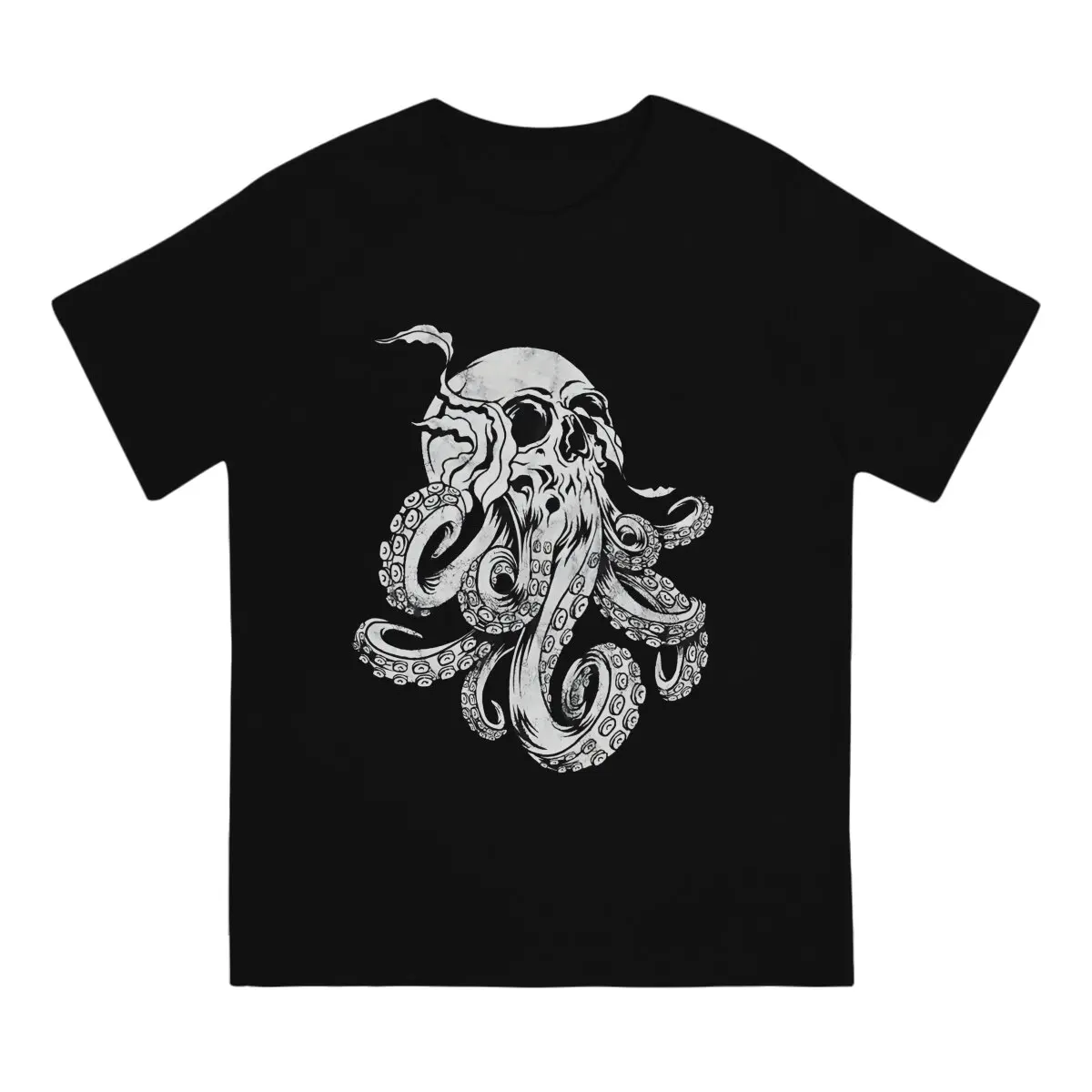 Octopus Skull Cthulhu Man\'s TShirt Kraken O Neck Tops 100% Cotton T Shirt Humor High Quality Birthday Gifts