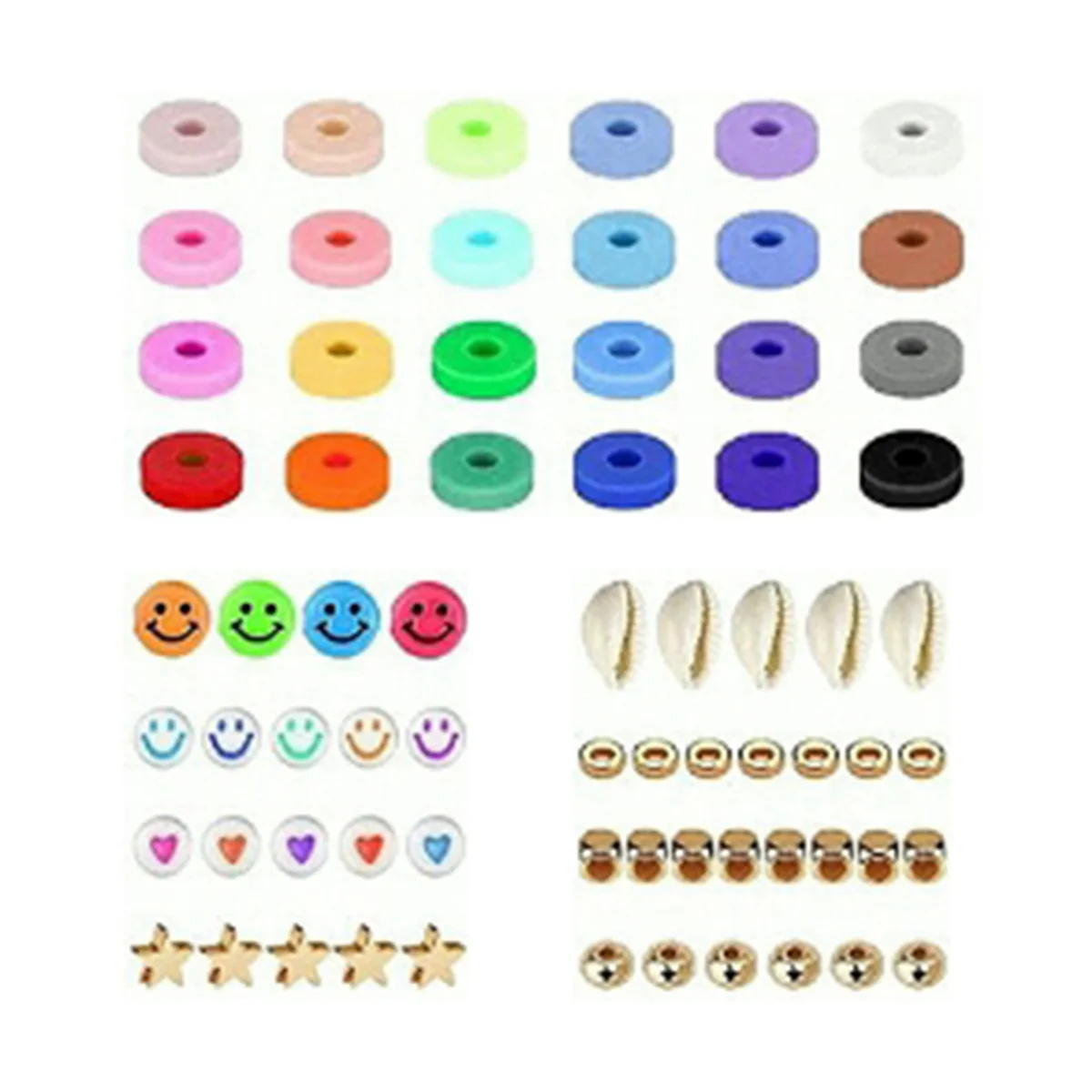 At42 6mm 24 contas de chip plano cor arco-íris para pulseira boho colar fazendo letras contas acessórios kit brinquedos diy