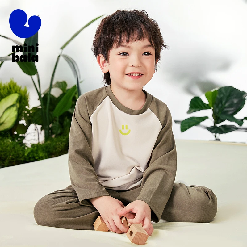 Mini Bala Home Suit Children Home Clothes Baby Moisture Absorbent Breathable Autumn Clothes and Pajamas Suit image 3